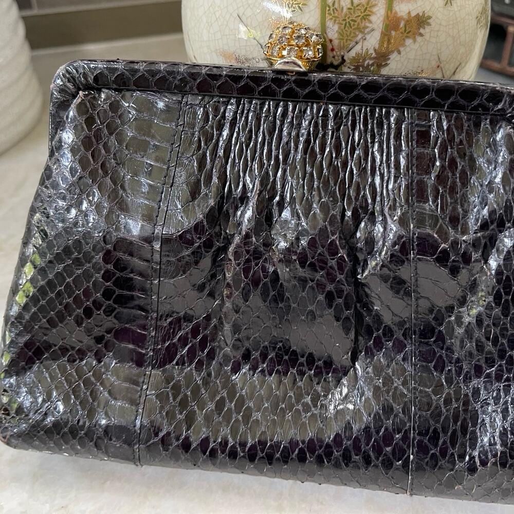 Vintage snakeskin cocktail bag Dark Amethyst